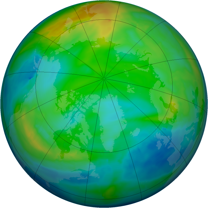 Arctic ozone map for 06 December 2013